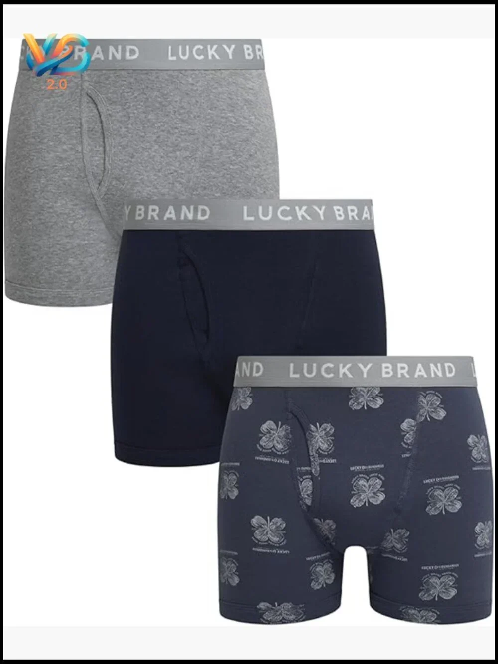 Lucky Men's Boxer Briefs 3 Pack - Soft Cotton Blend Underwear with Functional